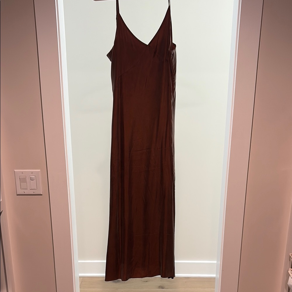 SOLD EUC Jenni Kayne Rip Slip Dress Sz L in limited edition brown - Picture 1 of 6